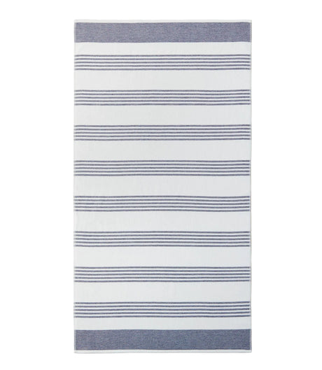 Navy Blue Pool Towel - Open - Aegean Stripe Beach Towel by Peacock Alley at Fig Linens and Home
