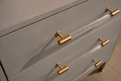 Amber Three Drawer Chest in Light Grey Shagreen by Worlds Away at Fig Linens and Home - Hardware 2