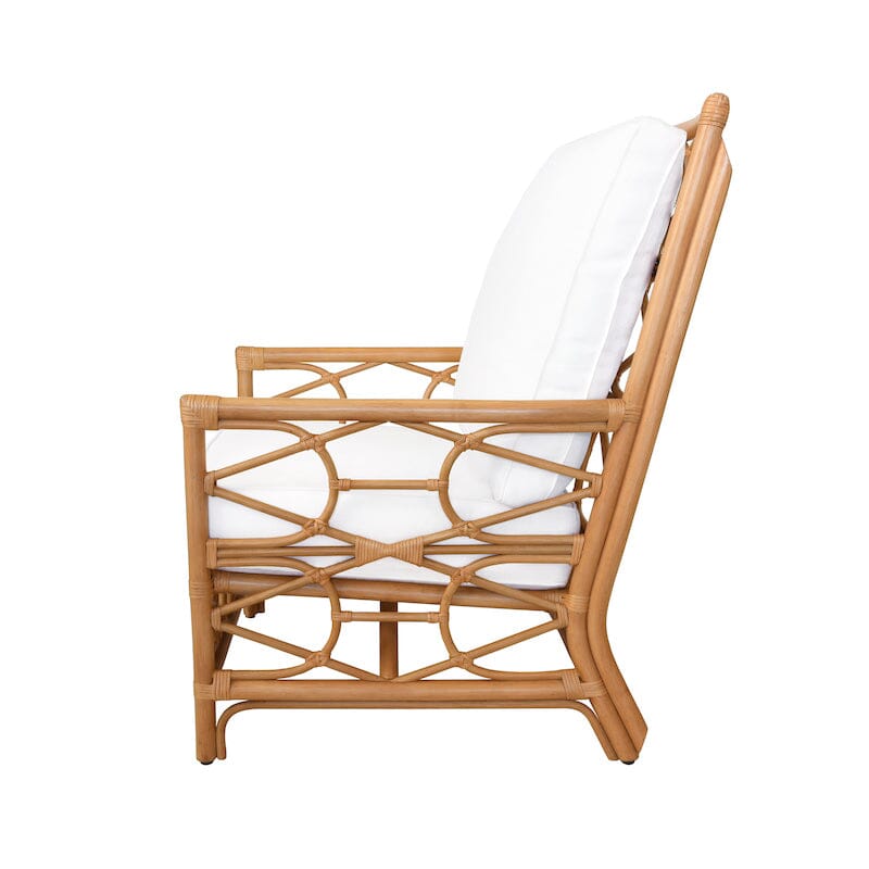 Auburn Club Chair - Rattan Chair Florida Furniture - Worlds Away Side View with Cushions