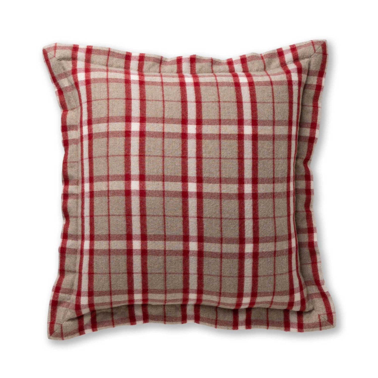 Aberdeen Euro Pillow Sham by Alicia Adams Alpaca - Light Taupe and Scarlet