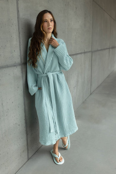 Pousada Waffle Robe - Abyss Bath Robe in Pousada lightweight Cotton - Lifestyle 2