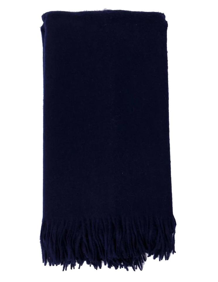 Alashan Classic Wool and Cashmere Throw Blanket - Navy | Fig Linens