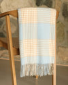 Glen Plaid Wool Blend Throw Blanket - Alashan Cashmere Blue Haze Throw on Chair 1
