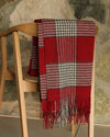 Glen Plaid Wool Blend Throw Blanket - Alashan Cashmere Claret Red Throw on Chair 1