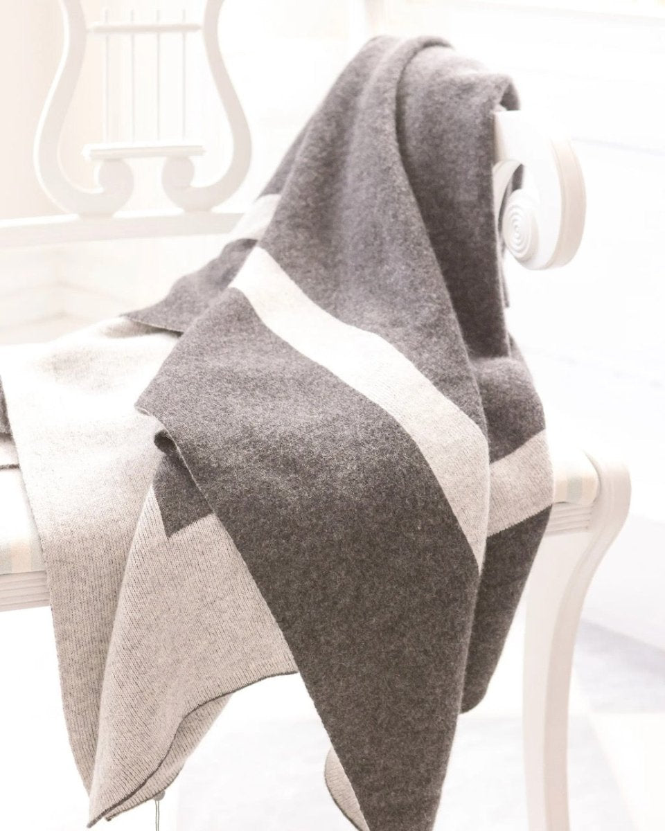 Cashmere Throw - Alashan Homestead Throw - Charcoal and Ash Blanket at Fig Linens and Home