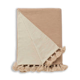 Alicia Adams Alpaca Bali Pompom Throw in Beige and Ivory | Luxury Throw Blankets at Fig Linens and Home