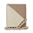 Alicia Adams Alpaca Bali Pompom Throw in Light Taupe and Ivory | Luxury Throw Blankets at Fig Linens and Home