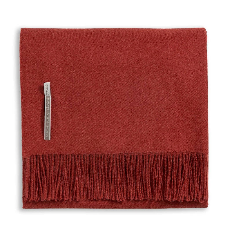 Alicia Adams Alpaca Throw in Rust Solid | Fringed Alpaca Blankets at Fig Linens and Home