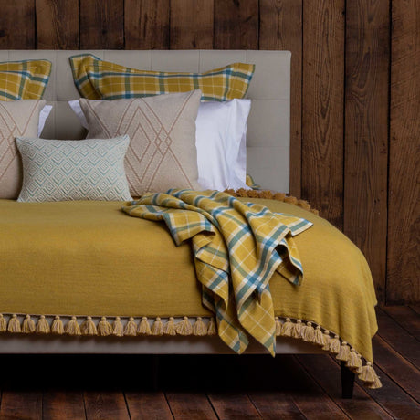 Alicia Adams Alpaca Sydney Blanket in French Yellow and Beige | Fig Linens and Home