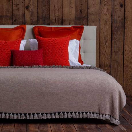 Alicia Adams Alpaca Sydney Blanket in Light Taupe and Light Grey | Fig Linens and Home
