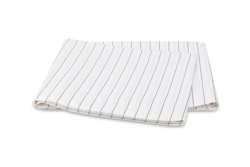 Matouk Amalfi Charcoal Flat Sheet | Striped Bedding at Fig Linens and Home