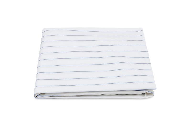 Matouk Amalfi Hazy Blue Fitted Sheet | Striped Bedding at Fig Linens and Home
