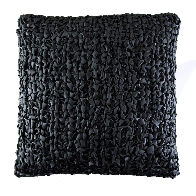 Black Ribbon Knit Square Pillows by Ann Gish - Fig Linens and Home