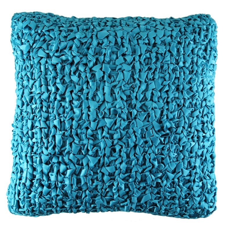 Turquoise Ribbon Knit Square Pillows by Ann Gish - Fig Linens and Home