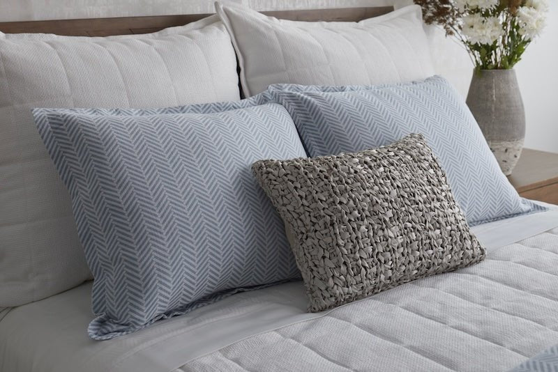 2 shams Aran Duvet Set Blue by Ann Gish at Fig Linens and Home