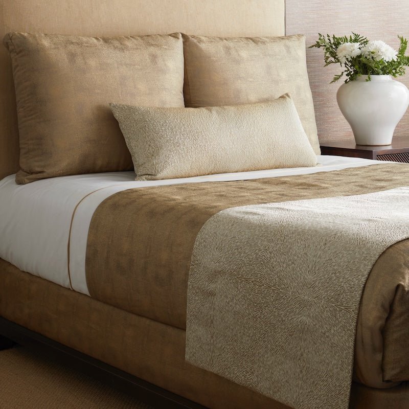 Array Bed Finisher Set in Pumice and Gold by Ann Gish | Fig Linens and Home - Side View