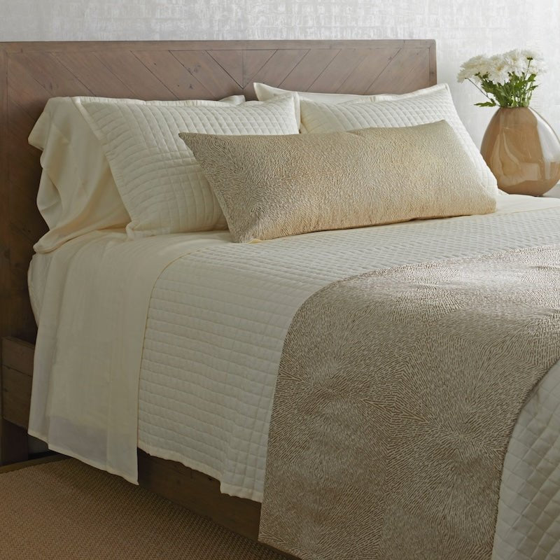 Array Bed Finisher Set in Pumice and Gold by Ann Gish | Fig Linens and Home - Side View