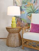 Fiji Occasional Table by Worlds Away | Small Side Table - Lifestyle Photograph with Chair and Art