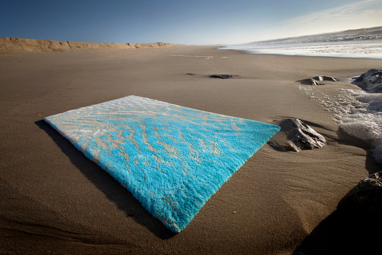 Abyss Habidecor Beach Bath Rug Turquoise 370 at Fig Linens and Home - View 5