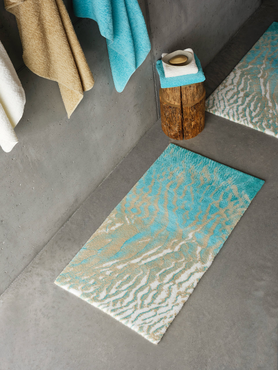 Abyss Habidecor Beach Bath Rug Turquoise 370 at Fig Linens and Home - View 1