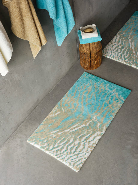 Abyss Habidecor Beach Bath Rug Turquoise 370 at Fig Linens and Home - View 1