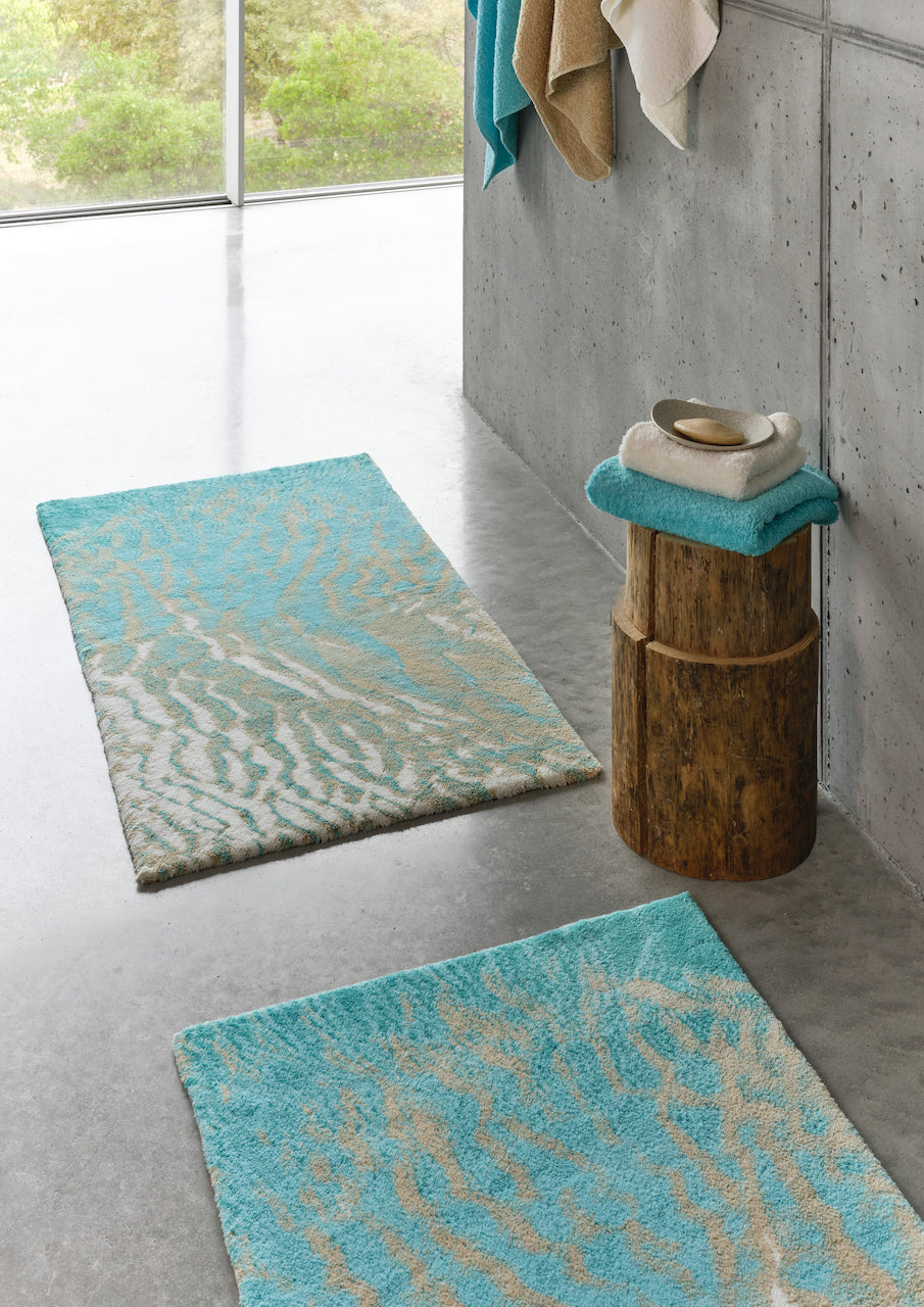 Abyss Habidecor Beach Bath Rug Turquoise 370 at Fig Linens and Home - View 2