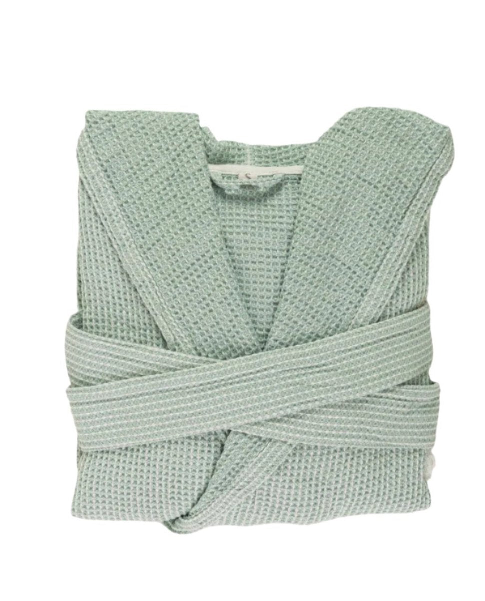 Abyss Bathrobe - Bees Lightweight Robe 210 Aqua at Fig Linens and Home 2