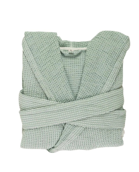 Abyss Bathrobe - Bees Lightweight Robe 210 Aqua at Fig Linens and Home 2