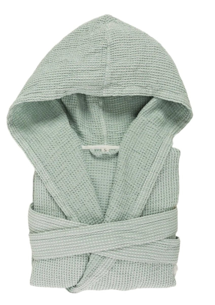 Abyss Bathrobe - Bees Lightweight Robe 210 Aqua at Fig Linens and Home 2