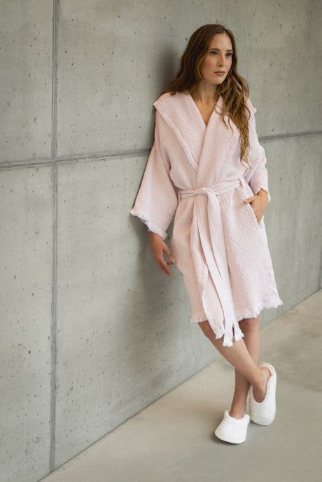 Bathrobe - Bees Primrose Lightweight Luxury Robe - Abyss Habidecor at Fig Linens and Home 1