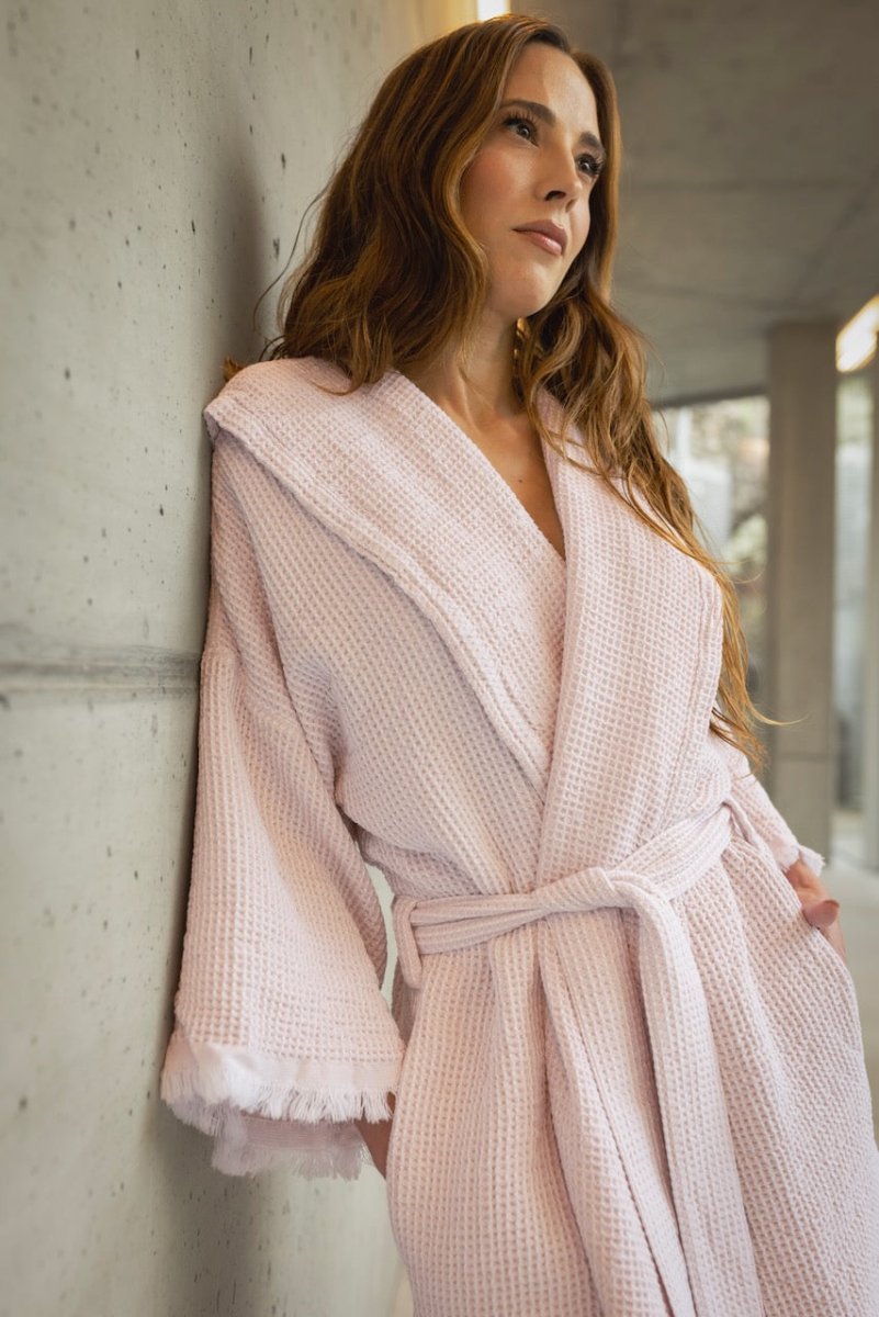 Bathrobe - Bees Primrose Lightweight Luxury Robe - Abyss Habidecor at Fig Linens and Home 3