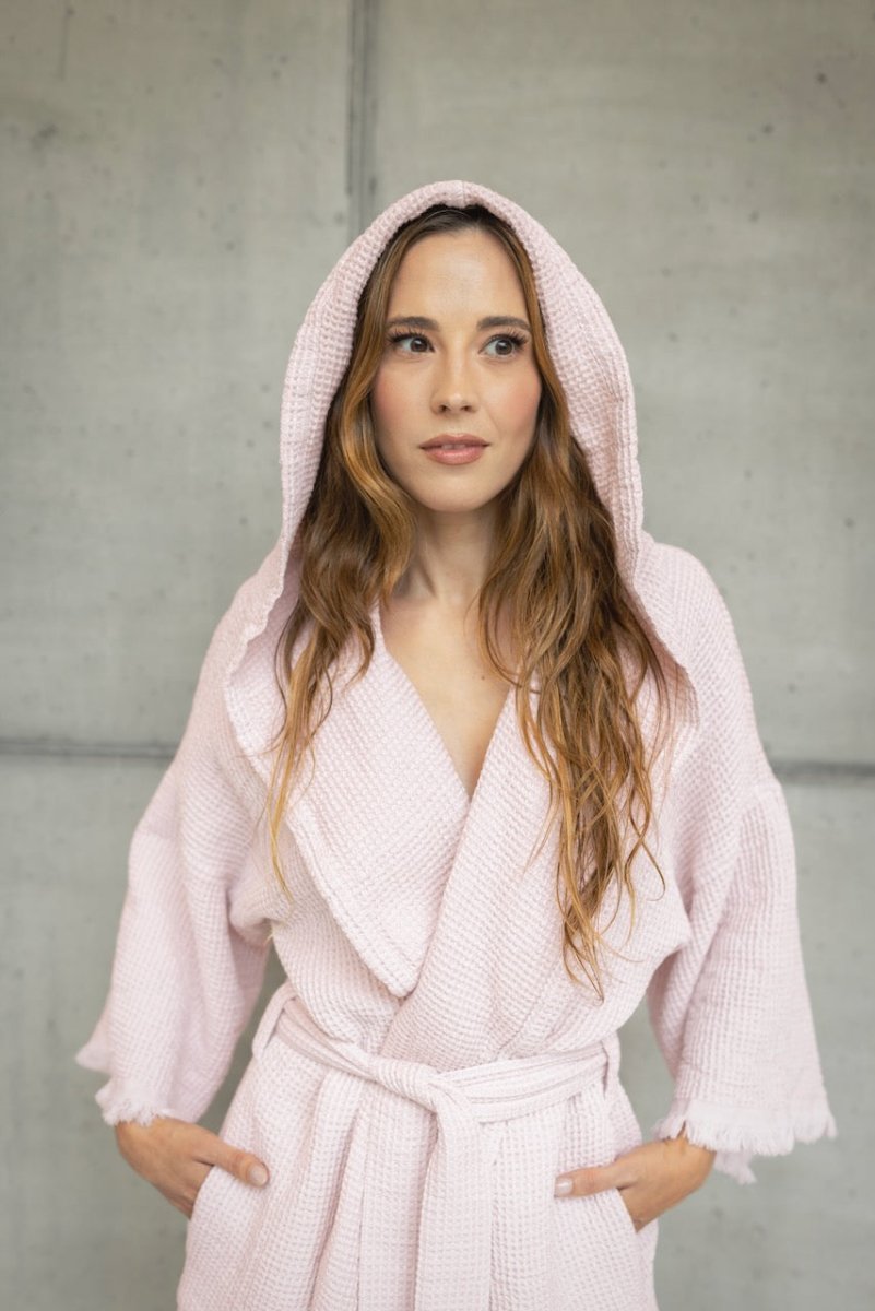 Bathrobe - Bees Primrose Lightweight Luxury Robe - Abyss Habidecor at Fig Linens and Home 2