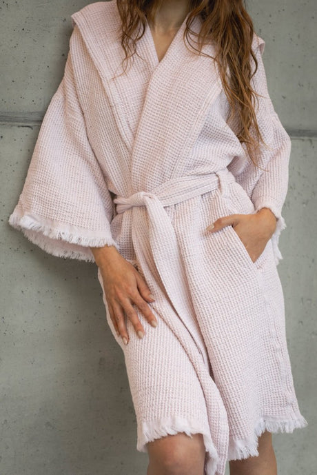 Bathrobe - Bees Primrose Lightweight Luxury Robe - Abyss Habidecor at Fig Linens and Home 4