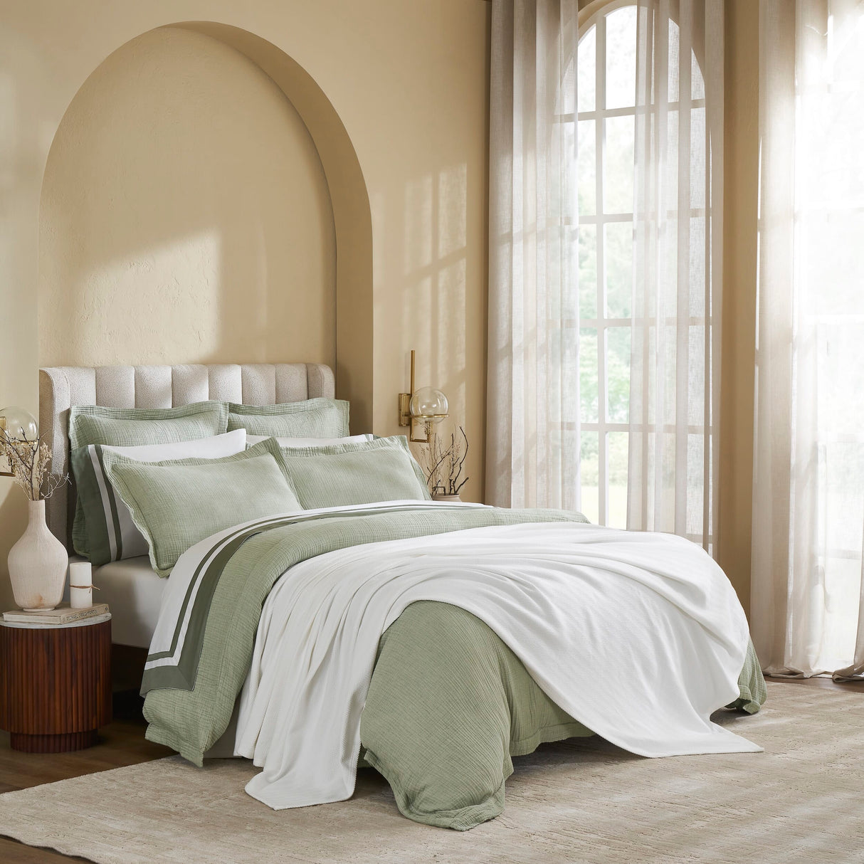 Ultima Organic Cotton Blanket by Orchids Lux Home - King White Bed Cover 2 at Fig Linens and Home