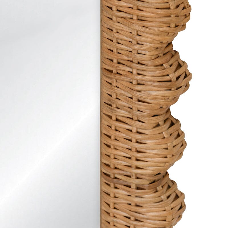 Worlds Away Britton Rattan Scallop Edge Floor Mirror - Fig Linens and Home - Detail Image
