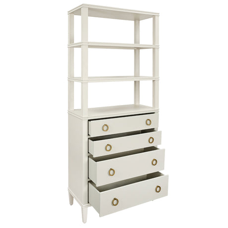 Worlds Away Brooke Antique White Etagere at Fig Linens and Home - Angle Open