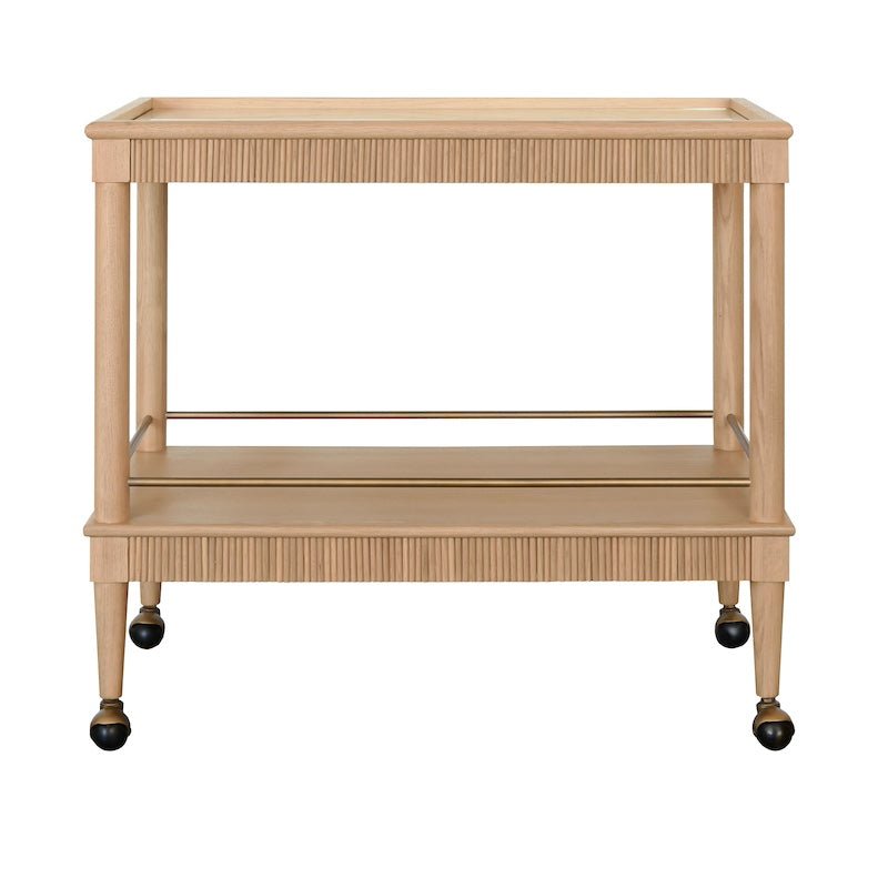 Bar Cart Front View - Dublin Natural Oak Bar Cart by Worlds Away at Fig Linens and Home