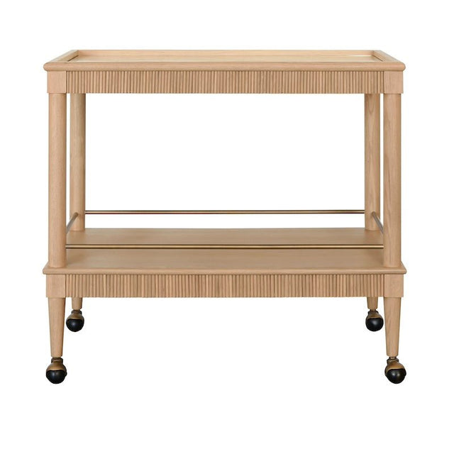 Bar Cart Front View - Dublin Natural Oak Bar Cart by Worlds Away at Fig Linens and Home
