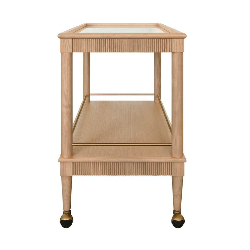 Bar Cart Side View - Dublin Natural Oak Bar Cart by Worlds Away at Fig Linens and Home
