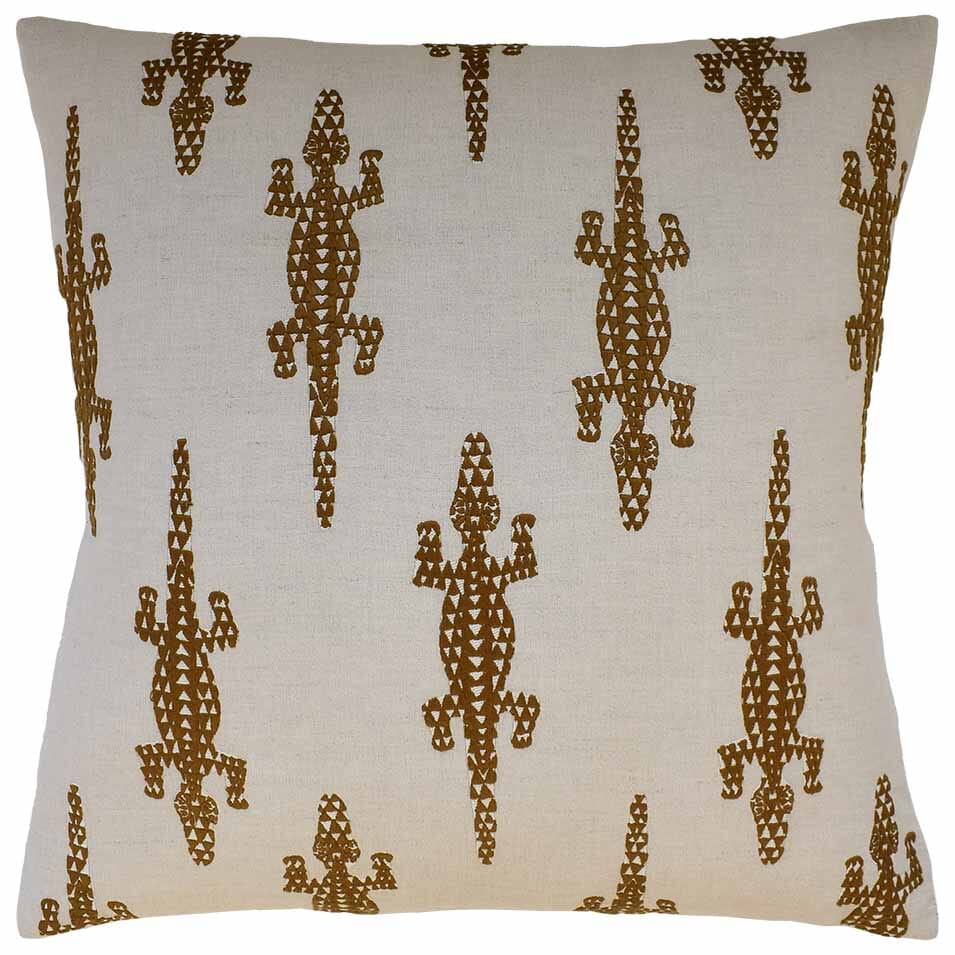 Baracoa Embroidery Brown - Throw Pillow by Ryan Studio