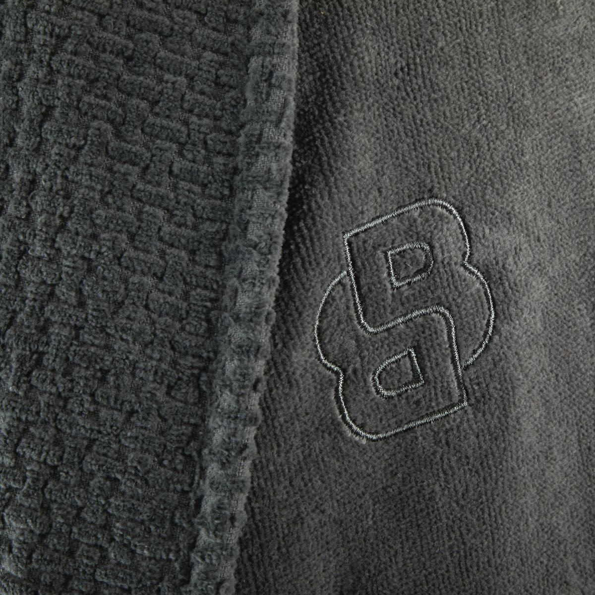 Yves Delorme Hugo Boss Double B Charcoal Shawl Collar Bathrobe (Men's) by Yves Delorme - Shawl Collar Bathrobe (Men's) Medium Double B Charcoal at FIG LINENS AND HOME - 4