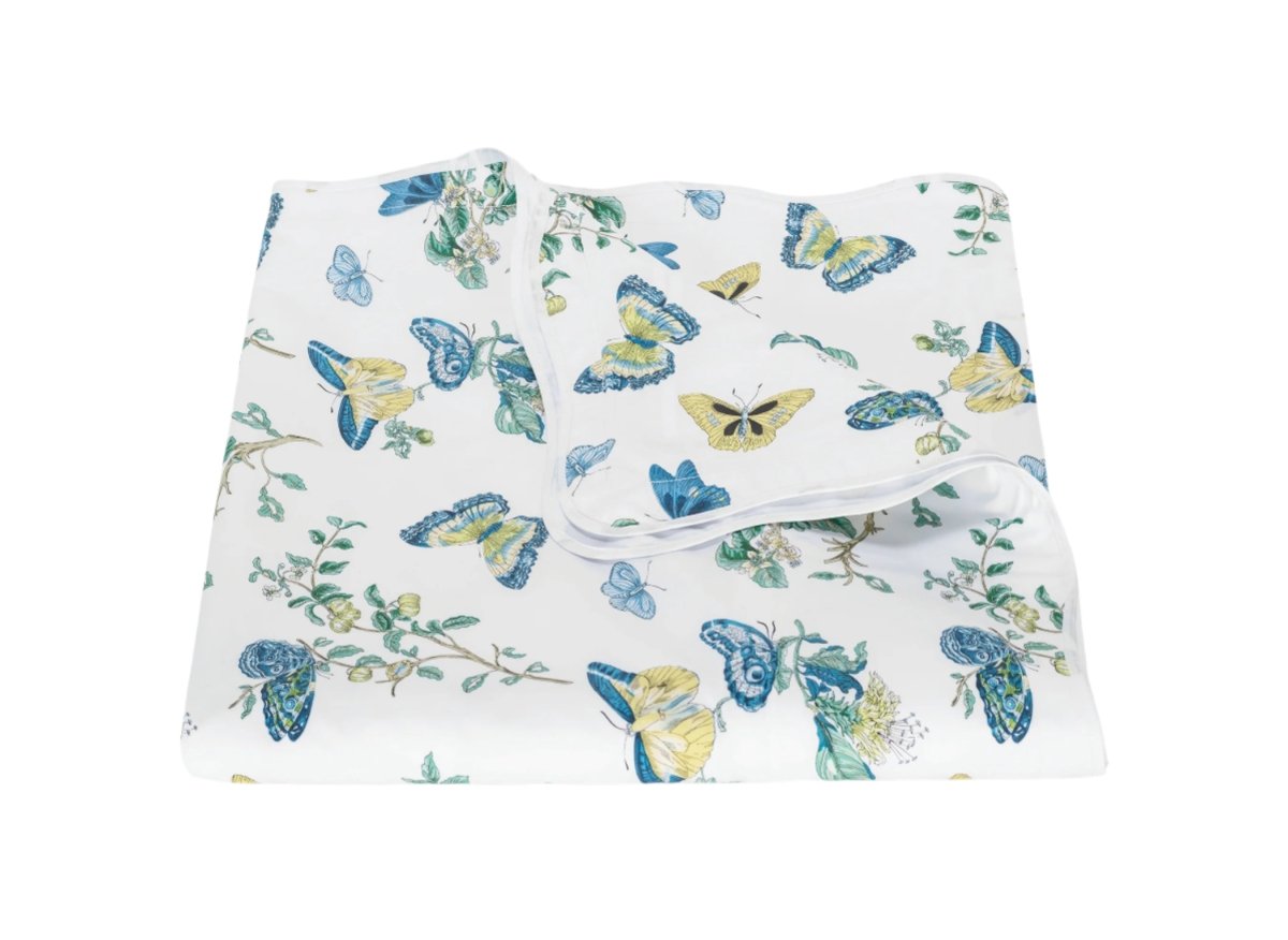 Baudin Butterfly King Duvet Cover 108 x 96, 1" flange Prussian Blue | Matouk Schumacher at Fig Linens and Home