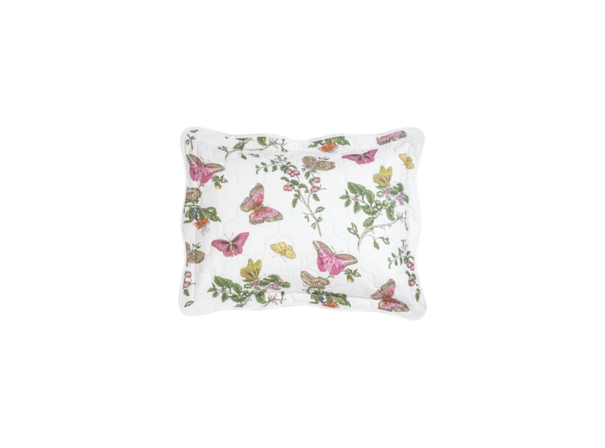 Baudin Butterfly Quilted Boudoir Sham 12 x 16, 1" flange Pink | Matouk Schumacher at Fig Linens and Home