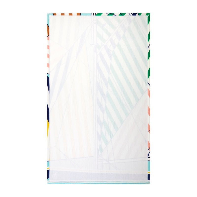 Reverse white side of Yves Delorme Regates Beach Towel - Pool Towels at Fig Linens and Home