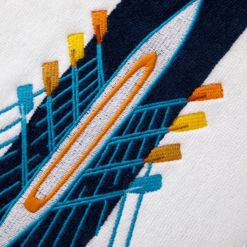Detail of Rowing Skiff on Yves Delorme Tribord Beach Towel at Fig Linens and Home