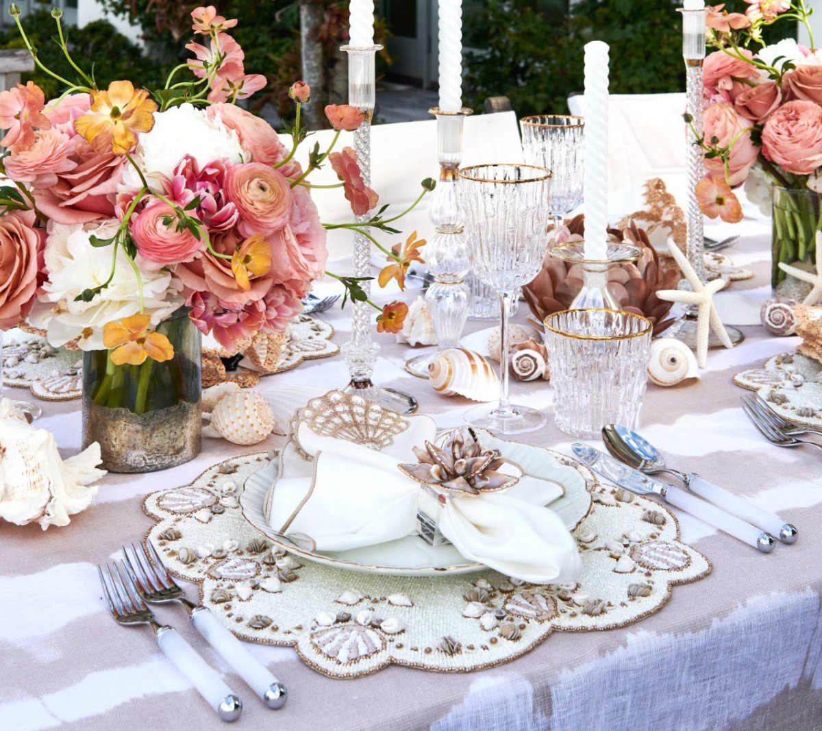 Beachcomber Napkins in White & Natural Set of 4 by Kim Seybert at Fig Linens and Home 3