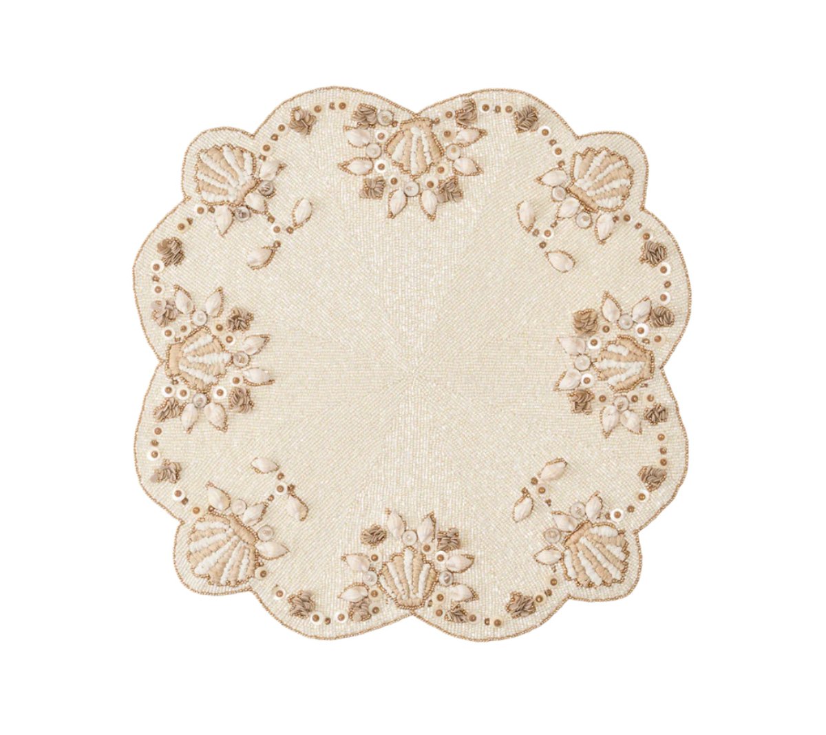 Beachcomber Placemat in Natural, Ivory & Gold Set of 2 by Kim Seybert at Fig Linens and Home 1