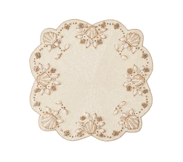 Beachcomber Placemat in Natural, Ivory & Gold Set of 2 by Kim Seybert at Fig Linens and Home 1
