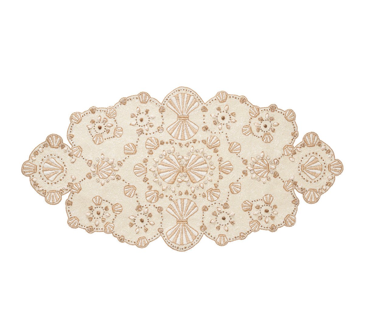 Beachcomber Table Runner in Natural, Ivory & Gold by Kim Seybert at Fig Linens and Home 1