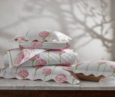Matouk Charlotte Peony Pink Bed Stack at Fig Linens and Home